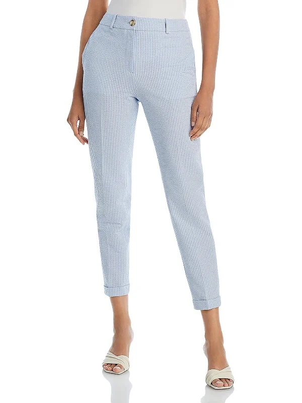 Womens High Rise Textured Cropped Pants