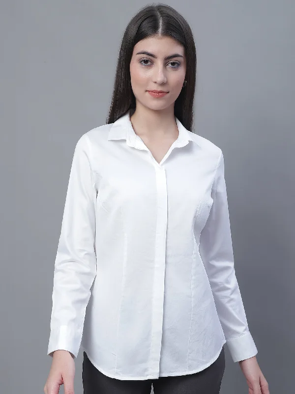 Women's Formal Slim Fit White Regular Full Sleeve  Shirt